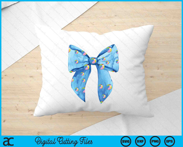 Coquette Blue Bow Beach Ball SVG PNG Digital Printable Files