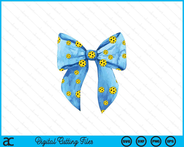 Coquette blue bow pickleball SVG PNG cut file for Cricut