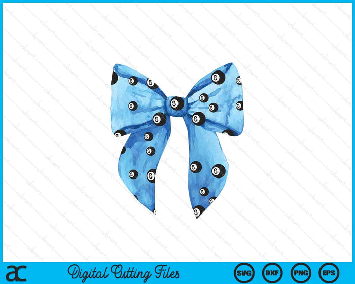 Coquette Blue Bow Pool Ball SVG PNG Digital Printable Files