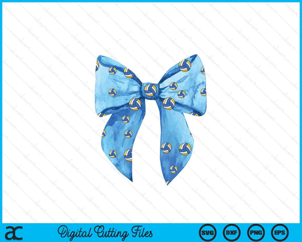 Coquette blue bow volleyball SVG PNG cut file for Cricut