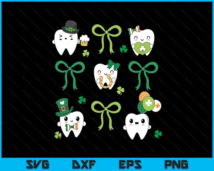 Coquette Bow Dental Squad St. Patrick's Day Dental Hygienist SVG PNG Digital Printable Files