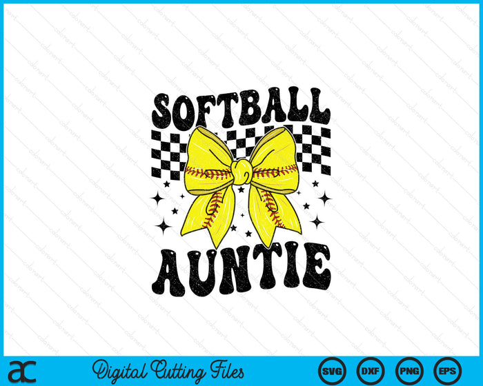Coquette Bow Softball Auntie Game Day SVG PNG Digital Printable Files