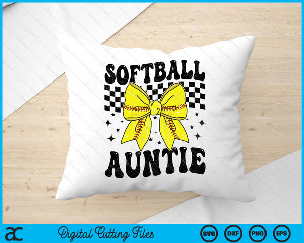 Coquette Bow Softball Auntie Game Day SVG PNG Digital Printable Files