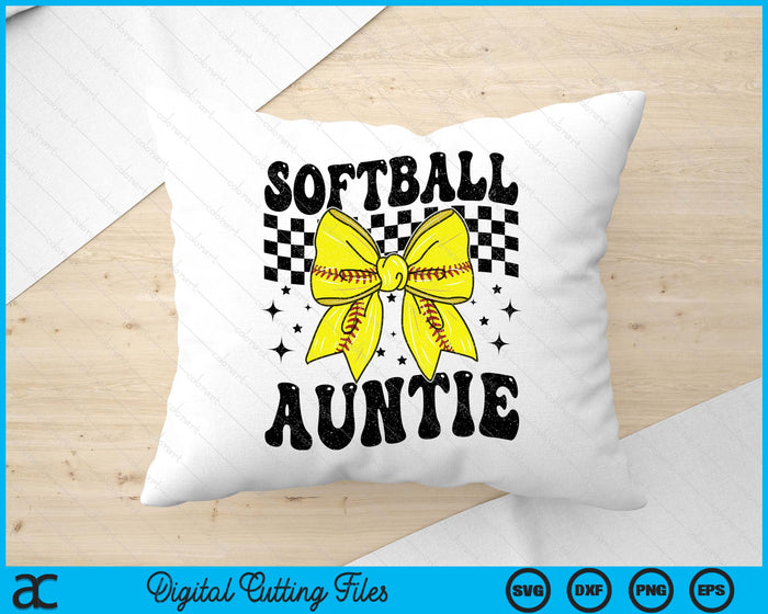 Coquette Bow Softball Auntie Game Day SVG PNG Digital Printable Files