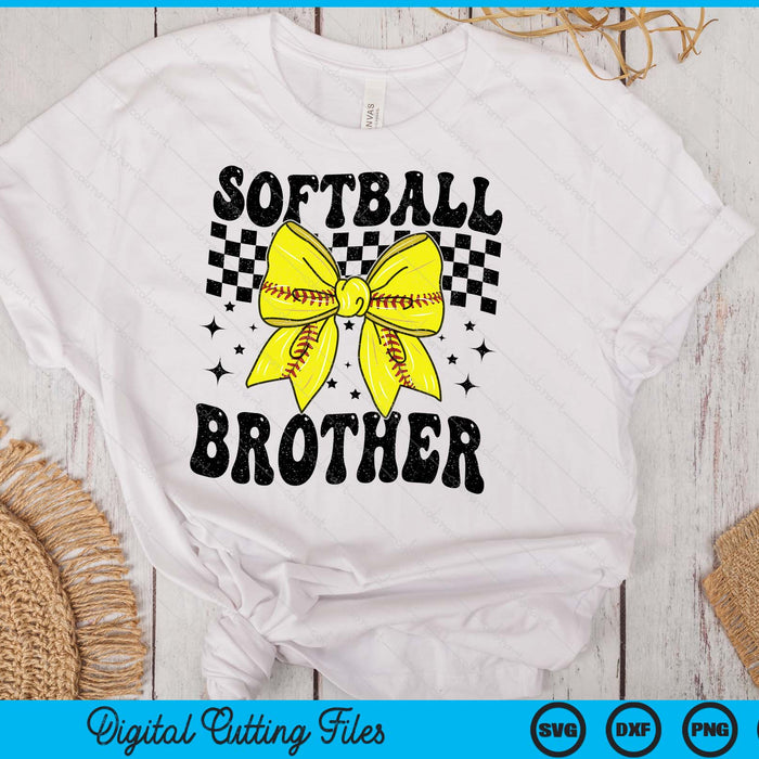 Coquette Bow Softball Brother Game Day SVG PNG Digital Printable Files