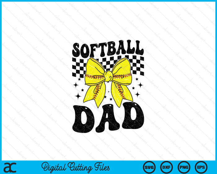Coquette Bow Softball Dad Game Day SVG PNG Digital Printable Files