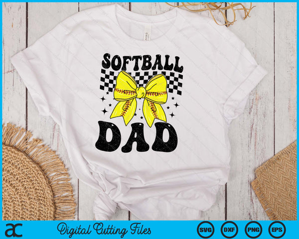 Coquette Bow Softball Dad Game Day SVG PNG Digital Printable Files