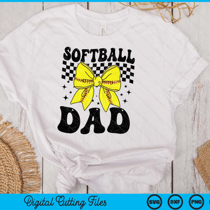 Coquette Bow Softball Dad Game Day SVG PNG Digital Printable Files