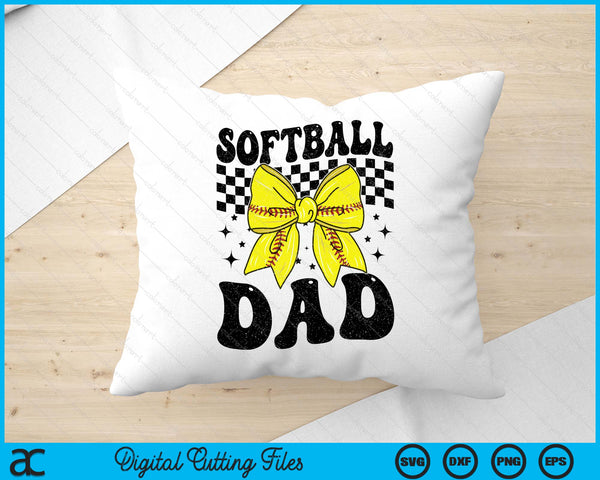 Coquette Bow Softball Dad Game Day SVG PNG Digital Printable Files