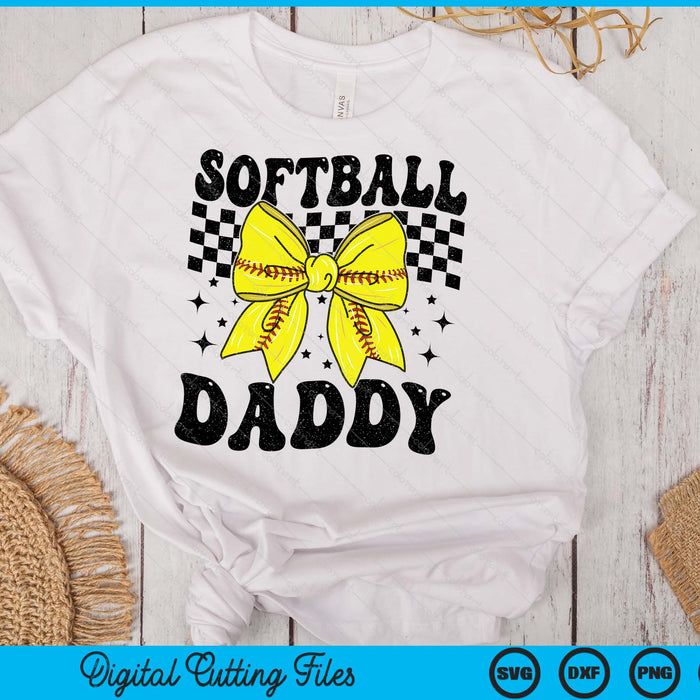 Coquette Bow Softball Daddy Game Day SVG PNG Digital Printable Files