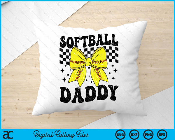 Coquette Bow Softball Daddy Game Day SVG PNG Digital Printable Files