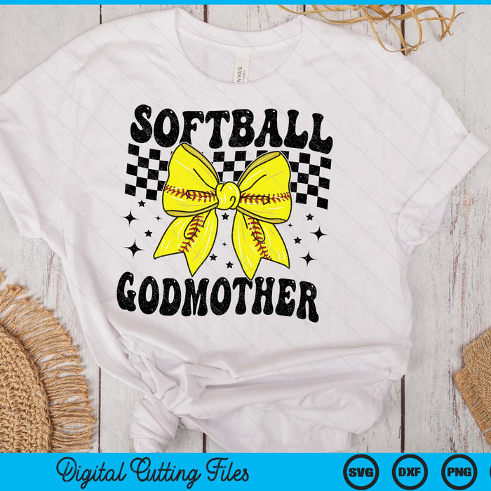 Coquette Bow Softball Godmother Game Day SVG PNG Digital Printable Files
