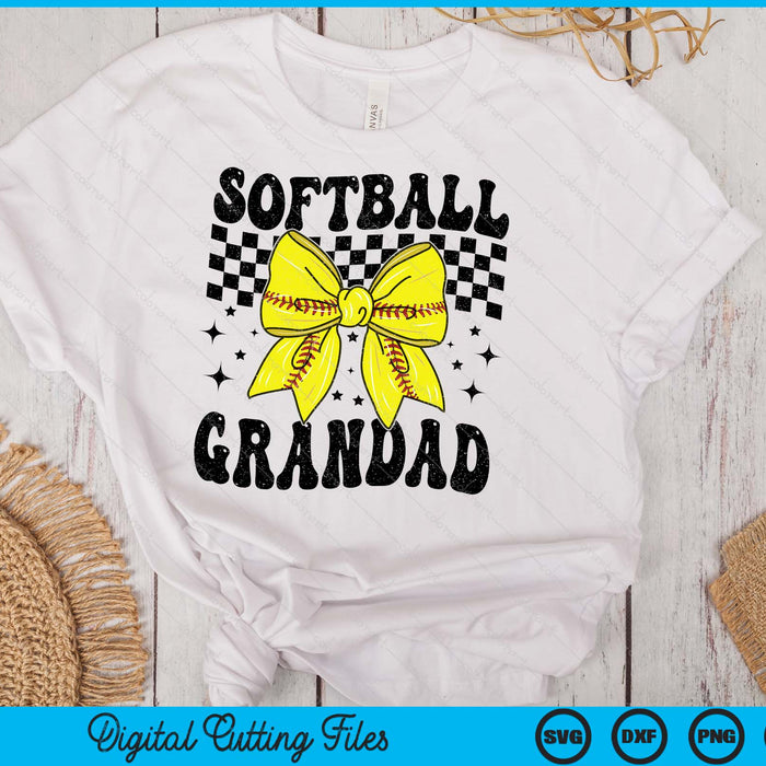 Coquette Bow Softball Grandad Game Day SVG PNG Digital Printable Files