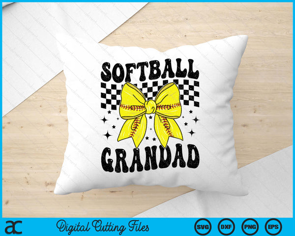 Coquette Bow Softball Grandad Game Day SVG PNG Digital Printable Files