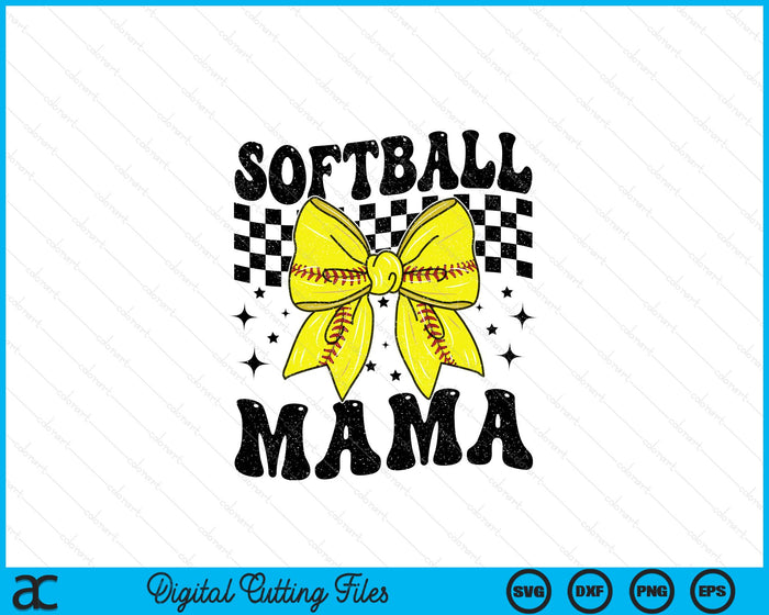 Coquette Bow Softball Mama Game Day SVG PNG Digital Printable Files