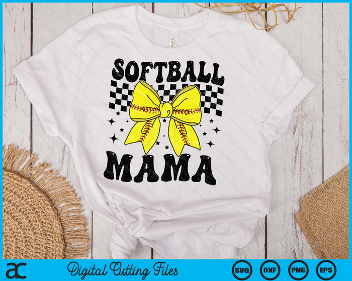 Coquette Bow Softball Mama Game Day SVG PNG Digital Printable Files