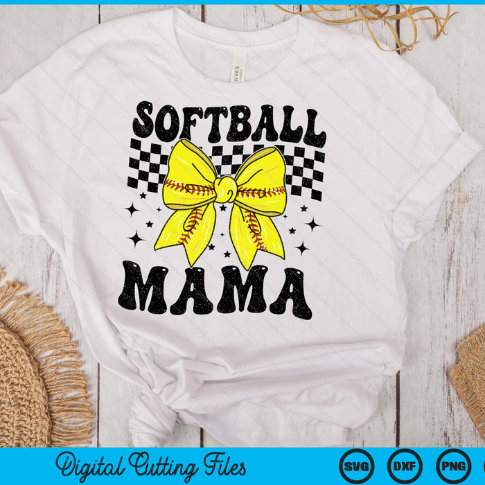 Coquette Bow Softball Mama Game Day SVG PNG Digital Printable Files