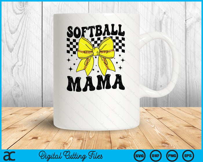 Coquette Bow Softball Mama Game Day SVG PNG Digital Printable Files
