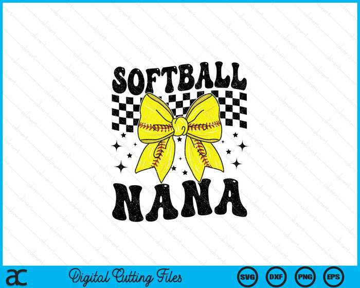 Coquette Bow Softball Nana Game Day SVG PNG Digital Printable Files