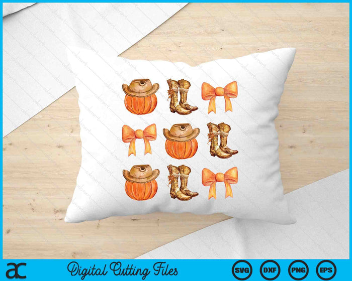 Coquette Bow Western Boots Pumpkin Cowboy Cowgirl Halloween SVG PNG Digital Cutting Files