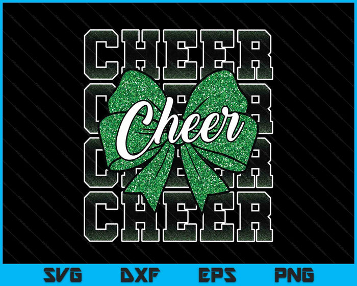 Coquette Cheer Bow Sport Cheerleader Cheerleading Green SVG PNG Digital Printable Files