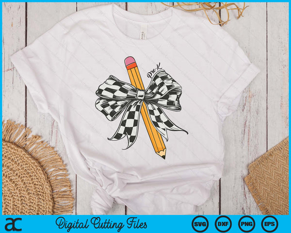 Coquette Pencil Bow Funny Pre K Teacher Kids Back To School SVG PNG Digital Printable Files