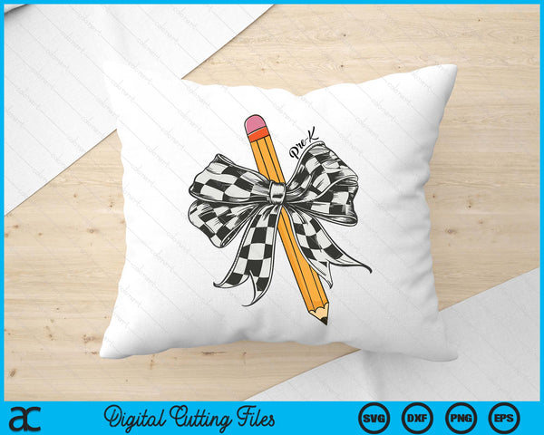 Coquette Pencil Bow Funny Pre K Teacher Kids Back To School SVG PNG Digital Printable Files