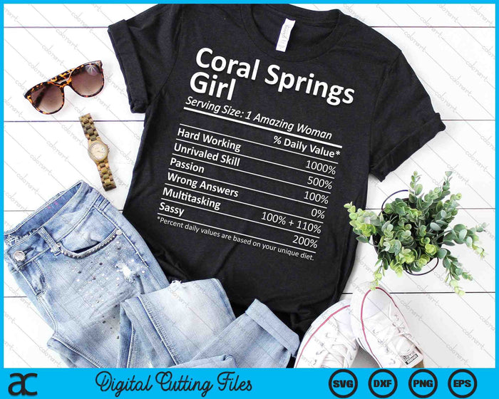 Coral Springs Girl FL Florida Funny City Home Roots SVG PNG Archivos de corte digital