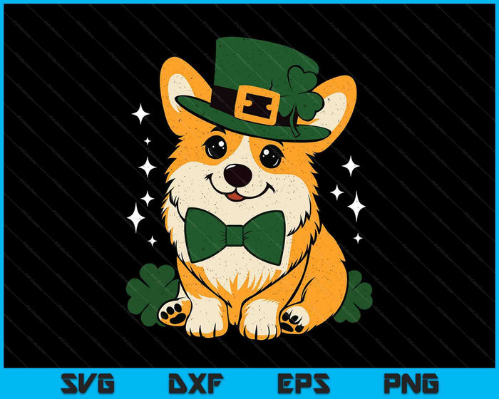 Corgi Irish Clover Funny St Patrick's Day Dog Lover Pet SVG PNG Digital Printable Files