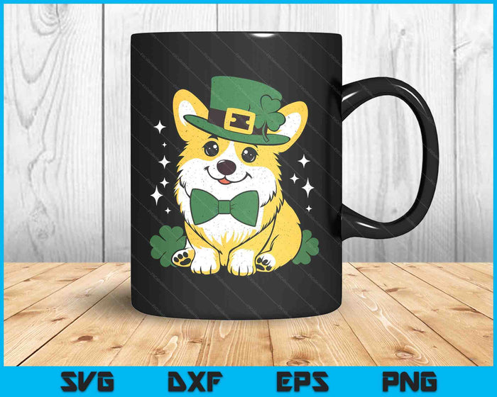 Corgi Irish Clover Funny St Patrick's Day Dog Lover Pet SVG PNG Digital Printable Files