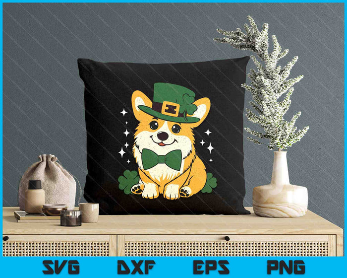 Corgi Irish Clover Funny St Patrick's Day Dog Lover Pet SVG PNG Digital Printable Files