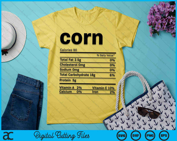 Maïs voedingsfeiten Thanksgiving kostuum SVG PNG digitale snijbestanden
