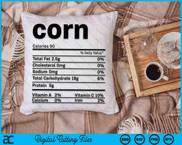 Corn Nutrition Facts Thanksgiving Costume SVG PNG Digital Cutting Files
