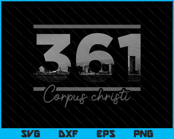 Corpus Christi 361 Area Code Skyline Texas Vintage SVG PNG Cutting Printable Files