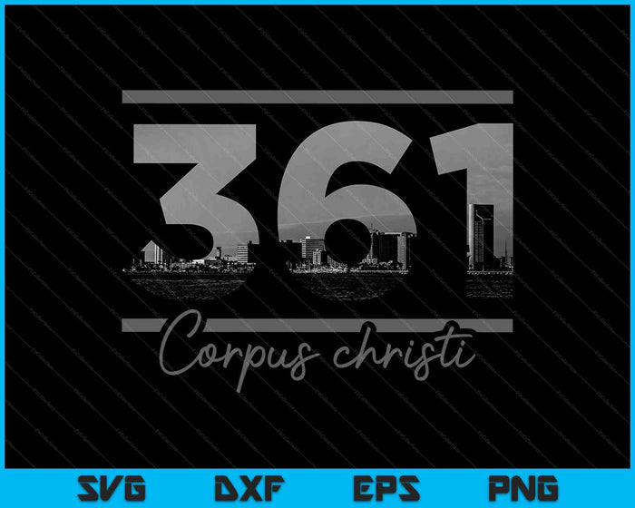 Corpus Christi 361 Area Code Skyline Texas Vintage SVG PNG Cutting Printable Files
