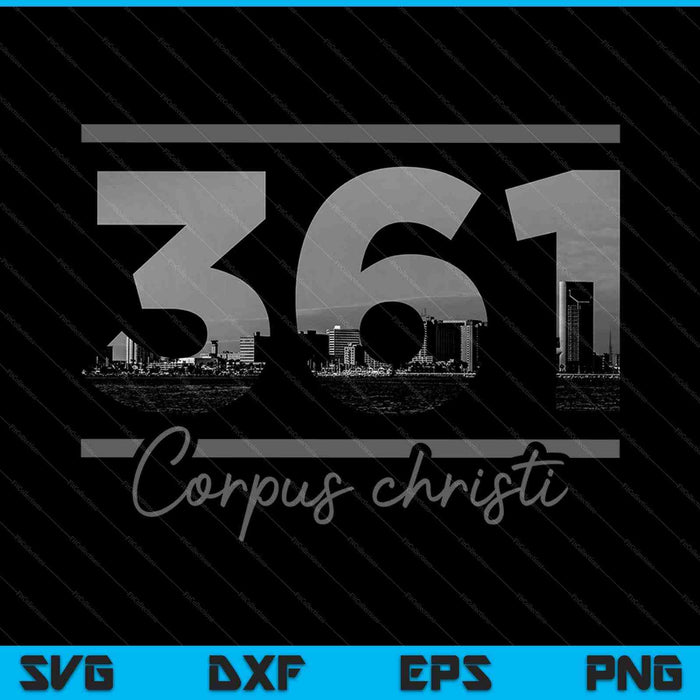 Corpus Christi 361 Area Code Skyline Texas Vintage SVG PNG Cutting Printable Files