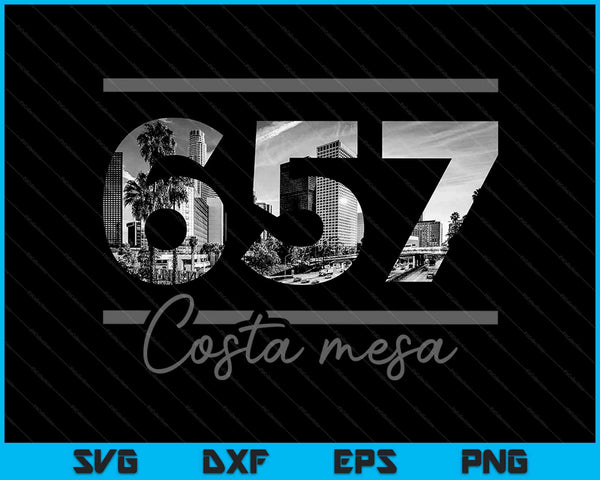 Costa Mesa 657 Code Skyline Californië Vintage SVG PNG snijden afdrukbare bestanden