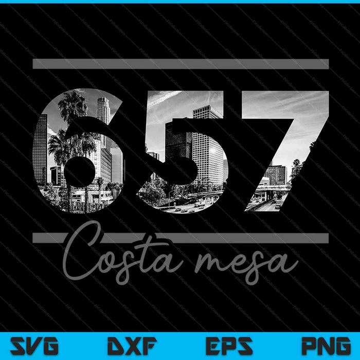 Costa Mesa 657 Código Skyline California Vintage SVG PNG Cortar archivos imprimibles