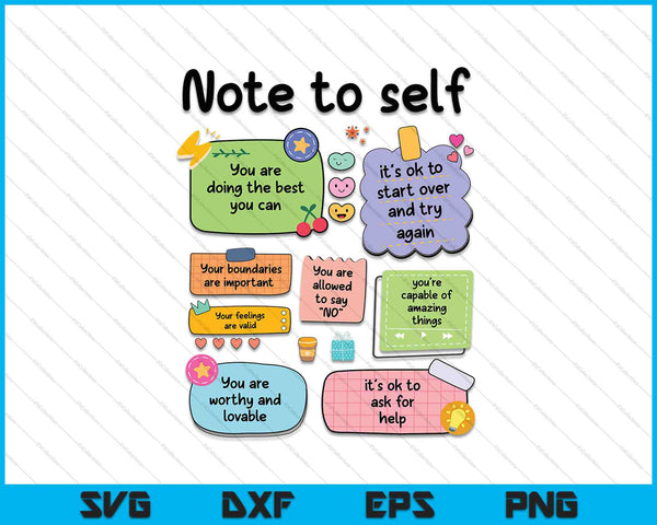 Counselor Note To Self Mental Health School Psychologist SVG PNG Digital Cutting Files
