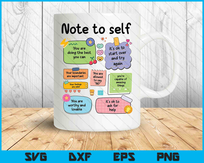 Counselor Note To Self Mental Health School Psychologist SVG PNG Digital Cutting Files