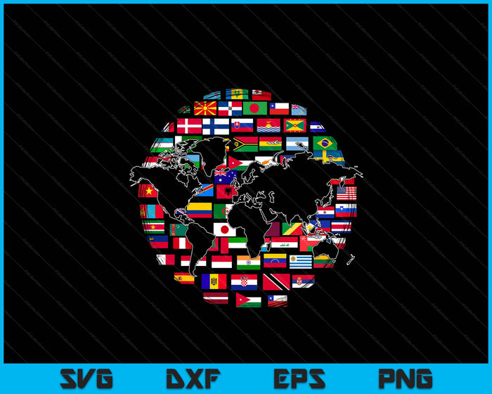 Country Flags World Map Traveling International World Flags SVG PNG Digital Printable Files