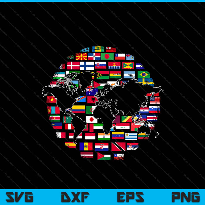 Country flags world map traveling international world flags SVG cut file