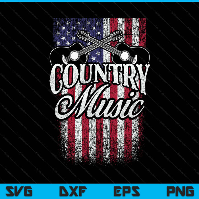 Country music guitar American flag western SVG PNG cut file for Cricut