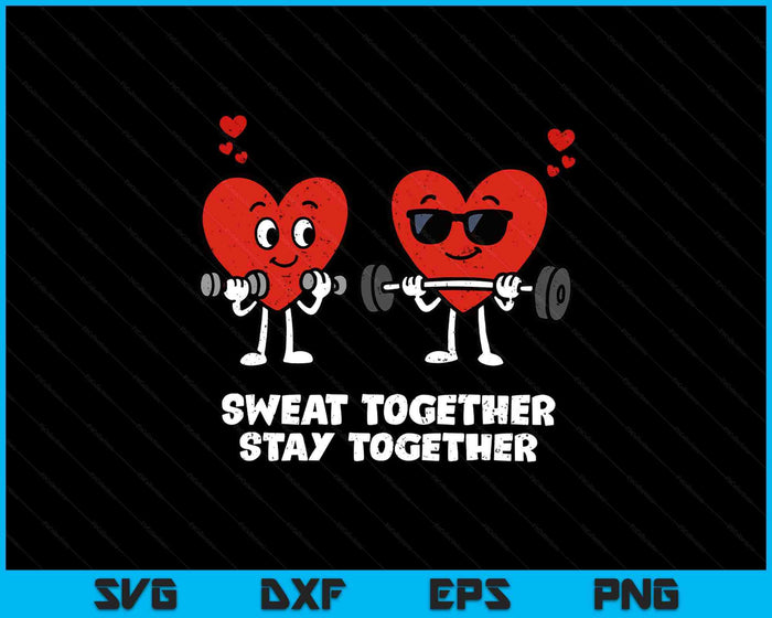 Couple Heart Workout Valentines Day Love Gym Fitness Lifting SVG PNG Digital Printable Files