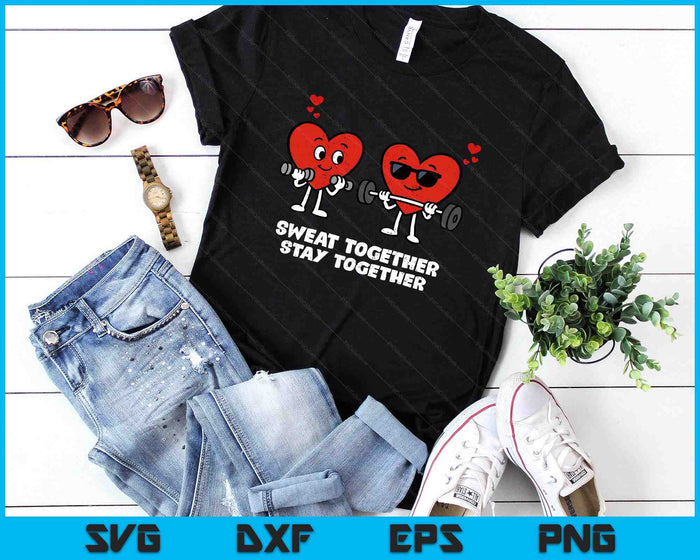 Couple Heart Workout Valentines Day Love Gym Fitness Lifting SVG PNG Digital Printable Files