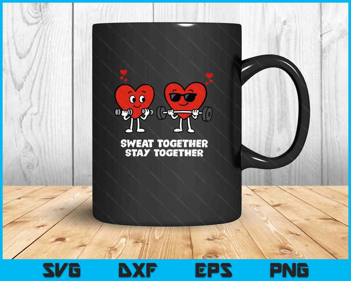 Couple Heart Workout Valentines Day Love Gym Fitness Lifting SVG PNG Digital Printable Files