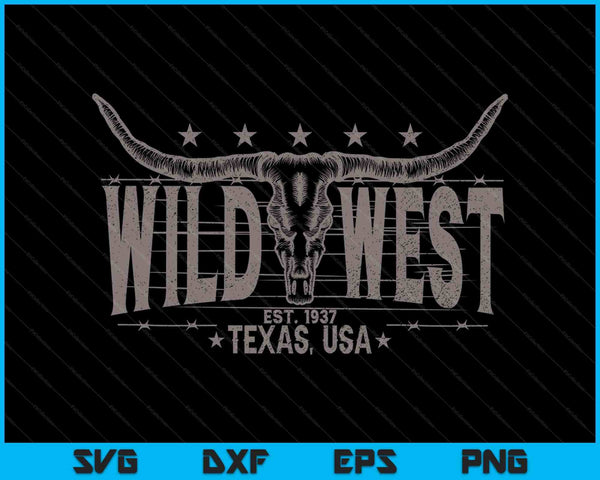 Cow bull skull longhorn skull western country music trip SVG cut file