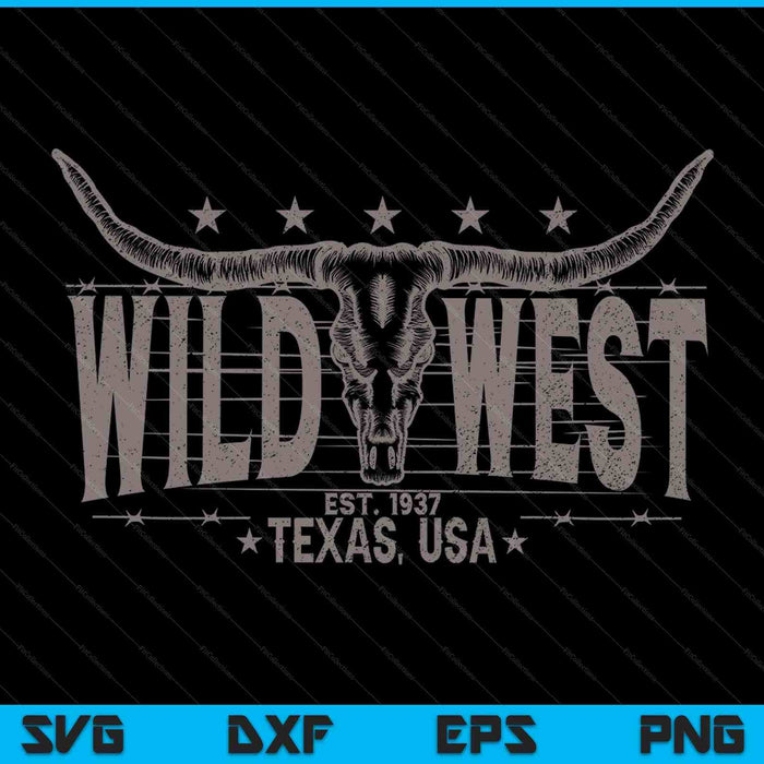 Cow bull skull longhorn skull western country music trip SVG cut file