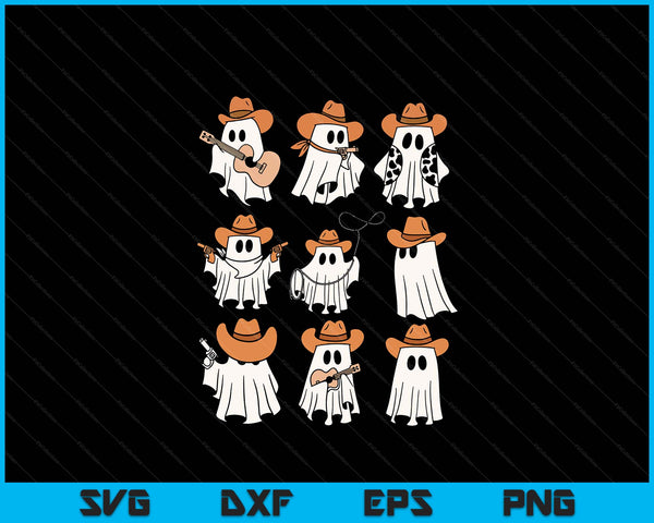 Cowboy Ghost Halloween Ghoul Design Funny Cowgirl Cowboy SVG PNG Digital Printable Files