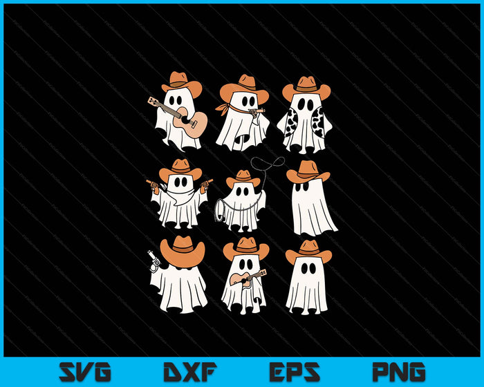 Cowboy Ghost Halloween Ghoul Design Funny Cowgirl Cowboy SVG PNG Digital Printable Files
